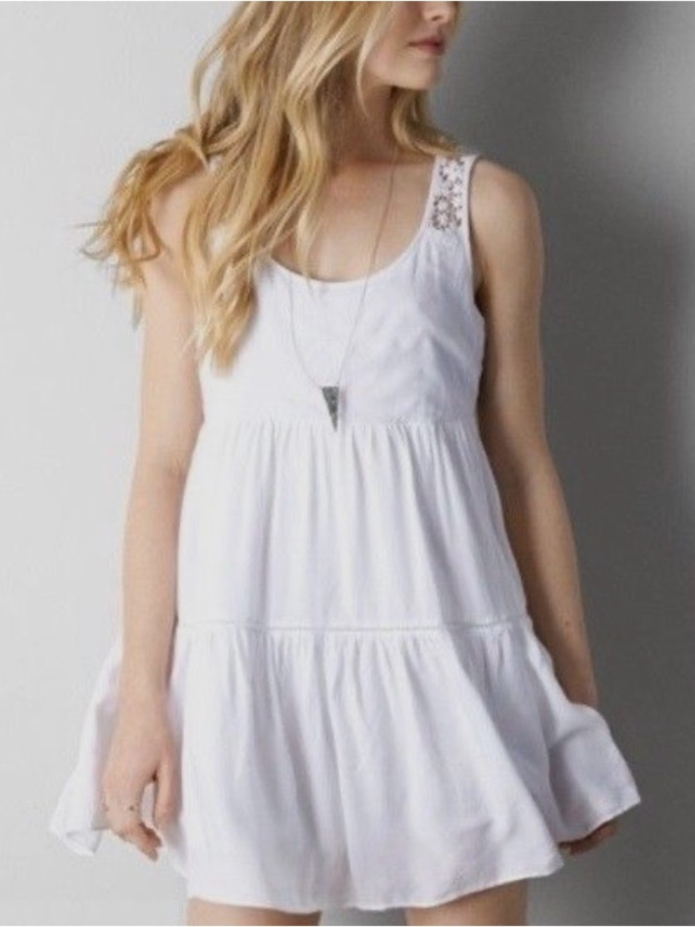 American Eagle White Baby Doll Sun Dress Medium